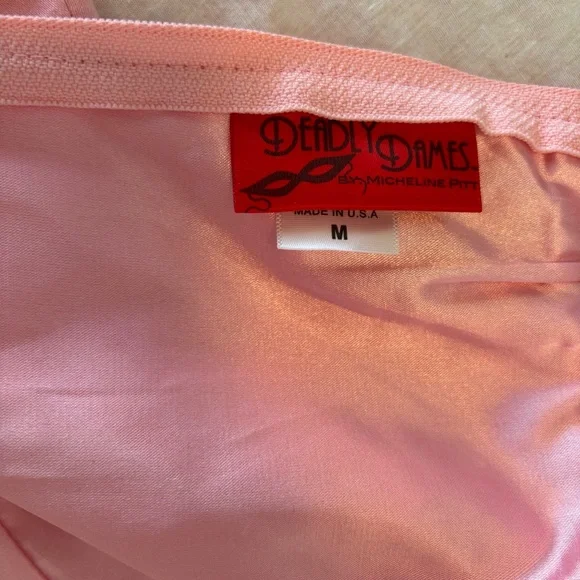 Pinup Girl Deadly Dames Wiggle Dress Pink White Polka Dot Retro Rockabilly Belt - Picture 13 of 16